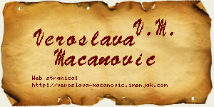 Veroslava Macanović vizit kartica